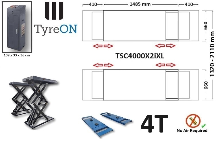 معدات الورش TSC4000X2iXL In floor scissor lift - Double extensions - 12 cm installation depth - Hydromechanically locked - No compressed air required - 4T: صور 6
