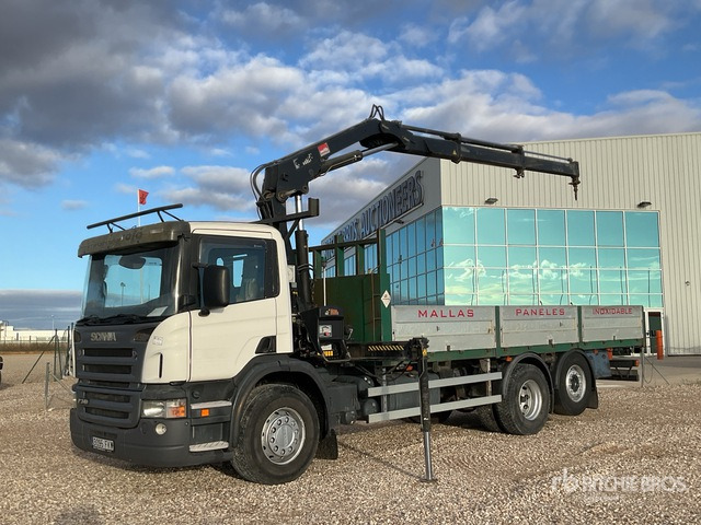 2007 Scania P340 2006 Hiab 144B-2 5 ton on 6x2 Flatbed Truck with Crane - شاحنات مسطحة, شاحنة كرين: صور 1 2007 Scania P340 2006 Hiab 144B-2 5 ton on 6x2 Flatbed Truck with Crane - شاحنات مسطحة, شاحنة كرين: صور 1