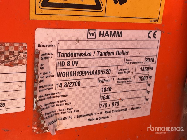 2018 Hamm HD8VV Double Drum Roller - مدحلة: صور 2 2018 Hamm HD8VV Double Drum Roller - مدحلة: صور 2