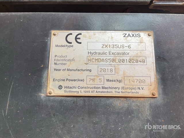 2018 Hitachi ZX135US-6 Tracked Excavator - حفارات زحافة: صور 3 2018 Hitachi ZX135US-6 Tracked Excavator - حفارات زحافة: صور 3