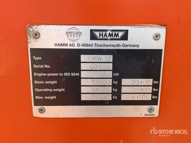 2003 Hamm GRW18 8 Wheel Pneumatic Roller - مداحل الإطارات الهوائية: صور 1 2003 Hamm GRW18 8 Wheel Pneumatic Roller - مداحل الإطارات الهوائية: صور 1
