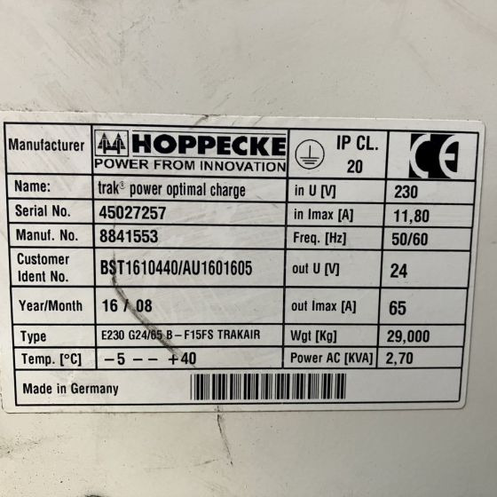 Hoppecke E230 G24/65 B-F15FS Trak power Optimal Charge (3) - النظام الكهربائي - معدات المناولة: صور 5 Hoppecke E230 G24/65 B-F15FS Trak power Optimal Charge (3) - النظام الكهربائي - معدات المناولة: صور 5