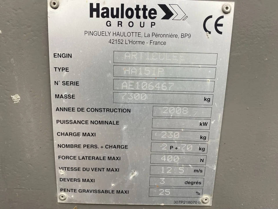 HAULOTTE HA 15 IP - رافعات سلة مفصلية: صور 4 HAULOTTE HA 15 IP - رافعات سلة مفصلية: صور 4