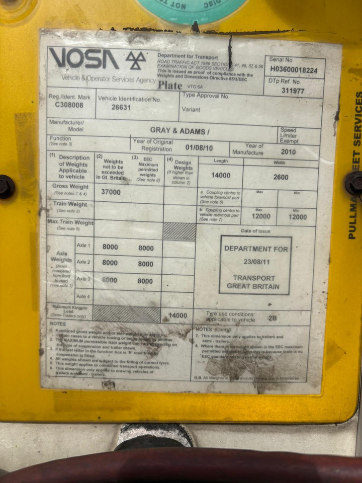 Gray and Adams 2010 Vector 1850 – D12 - مبردة نصف مقطورة: صور 5 Gray and Adams 2010 Vector 1850 – D12 - مبردة نصف مقطورة: صور 5