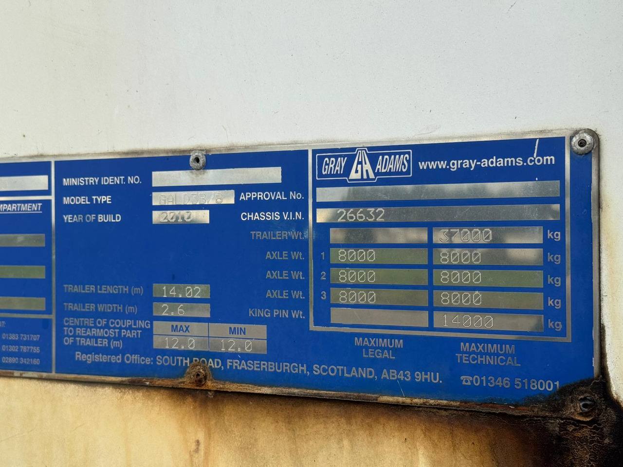 Gray and Adams 2010 Vector 1850 MT – D11 - مبردة نصف مقطورة: صور 5 Gray and Adams 2010 Vector 1850 MT – D11 - مبردة نصف مقطورة: صور 5