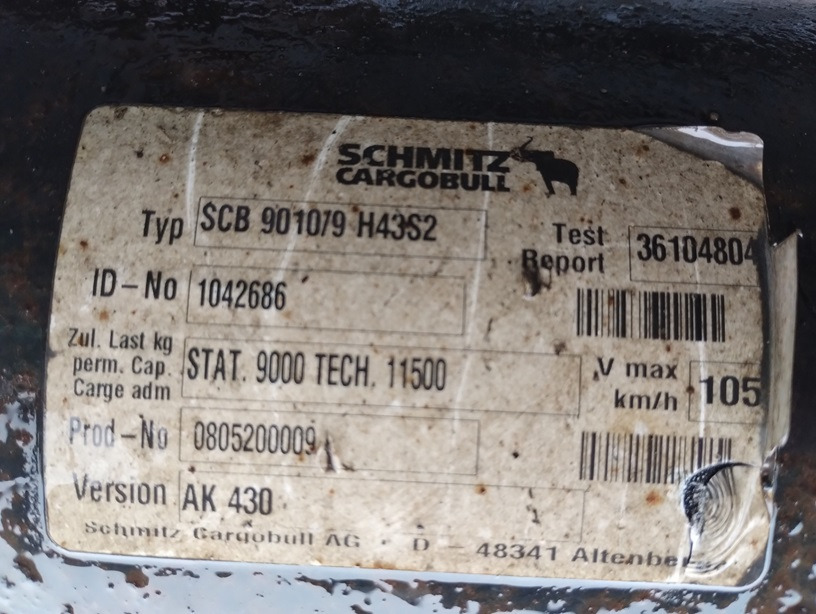 OŚ OSIE SCHMITZ CARGOBULL SCB9010/9 H43S2 AK430 - تعليق - مقطورة: صور 3 OŚ OSIE SCHMITZ CARGOBULL SCB9010/9 H43S2 AK430 - تعليق - مقطورة: صور 3