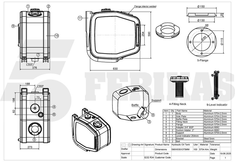 جديد خزان هيدروليكي - شاحنة Hydraulic aluminum oil tank 100L: صور 13 جديد خزان هيدروليكي - شاحنة Hydraulic aluminum oil tank 100L: صور 13