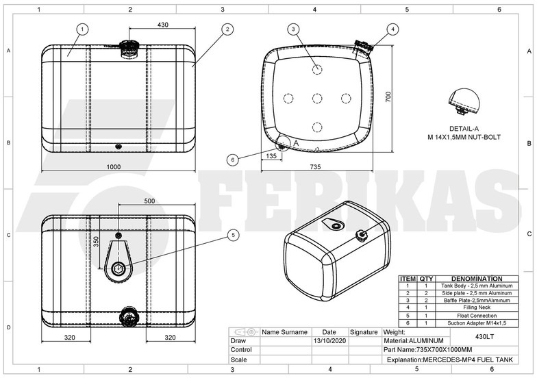 جديد خزان وقود - شاحنة Mercedes-Benz New aluminum fuel tank 430L: صور 8