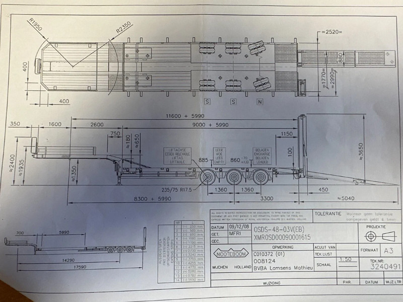 Nooteboom OSDS-48-03V, 6 M EXTENDABLE, LAST AXLE STEERING. FIRST LIFT AXEL, HYDRAULIC RAMPS - عربة مسطحة منخفضة نصف مقطورة: صور 2 Nooteboom OSDS-48-03V, 6 M EXTENDABLE, LAST AXLE STEERING. FIRST LIFT AXEL, HYDRAULIC RAMPS - عربة مسطحة منخفضة نصف مقطورة: صور 2