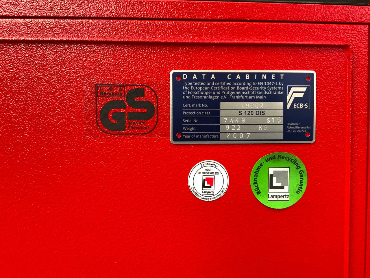 معدات البناء Datasafe Lampertz S15: صور 14
