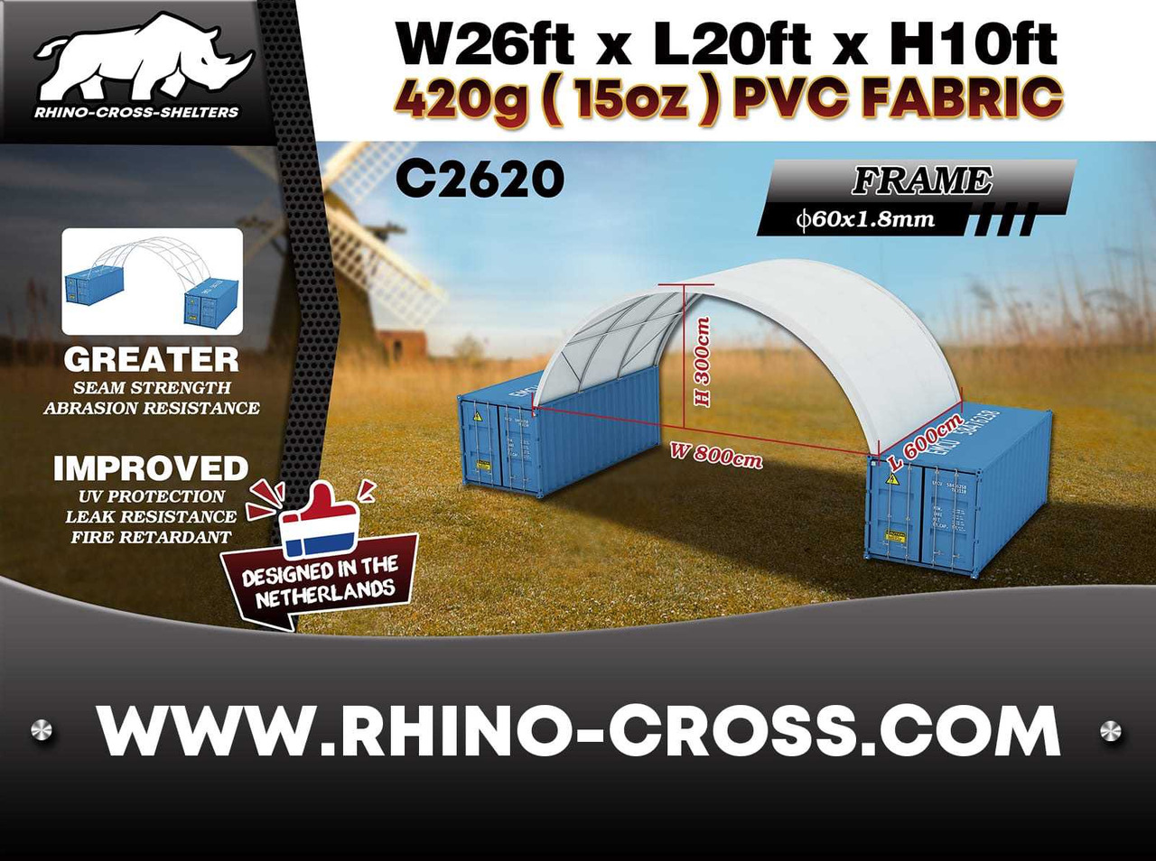 Rhino-Cross-Shelter C2620 - 6x8x3 m - خزان تخزين: صور 3 Rhino-Cross-Shelter C2620 - 6x8x3 m - خزان تخزين: صور 3