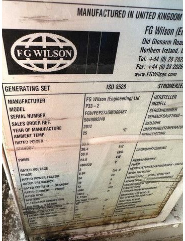 مجموعة المولدات Wacker Wilson P33-2, 33kVA, Perkins, Stromgenerator: صور 7 مجموعة المولدات Wacker Wilson P33-2, 33kVA, Perkins, Stromgenerator: صور 7