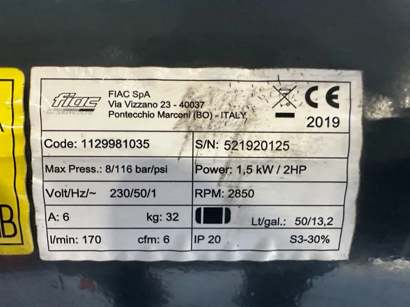Airmec FIAC 2 PK 170 L / min 8 Bar Elektrische Zuigercompressor Overstock - ضاغط الهواء: صور 3 Airmec FIAC 2 PK 170 L / min 8 Bar Elektrische Zuigercompressor Overstock - ضاغط الهواء: صور 3