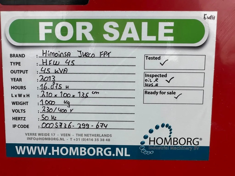 مجموعة المولدات Himoinsa HFW 45 Iveco FPT Mecc Alte Spa 45 kVA Silent generatorset: صور 14