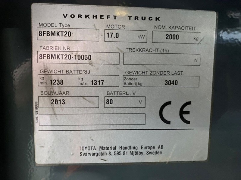 Toyota 2 ton Traigo 20 Duplex Sideshift Elektra Heftruck - رافعة شوكية كهربائية: صور 5 Toyota 2 ton Traigo 20 Duplex Sideshift Elektra Heftruck - رافعة شوكية كهربائية: صور 5