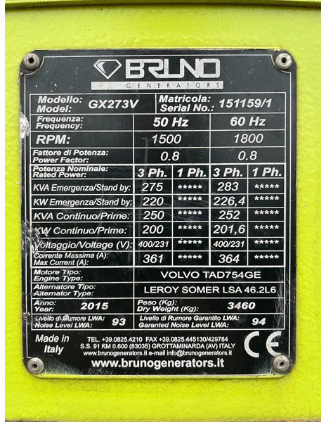 مجموعة المولدات Volvo Penta Bruno - Leroy Somer 275 kVA silent generatorset: صور 17