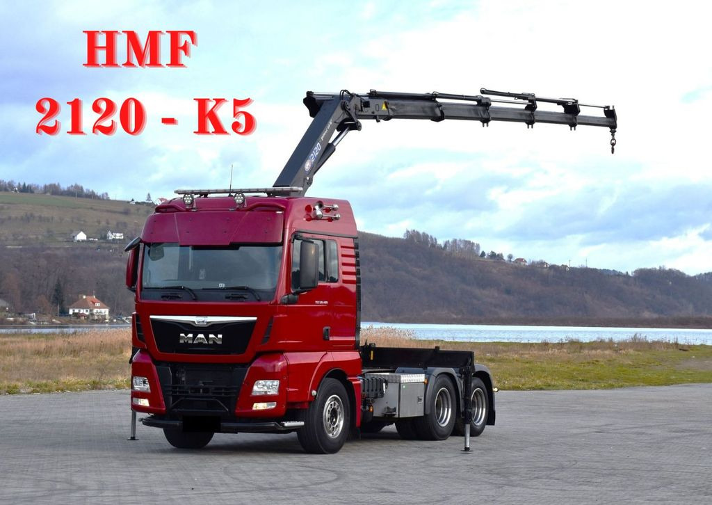 MAN TGX 28.480 Sattelzugmaschine + HMF 2120 K5/FUNK - شاحنة كرين: صور 1 MAN TGX 28.480 Sattelzugmaschine + HMF 2120 K5/FUNK - شاحنة كرين: صور 1
