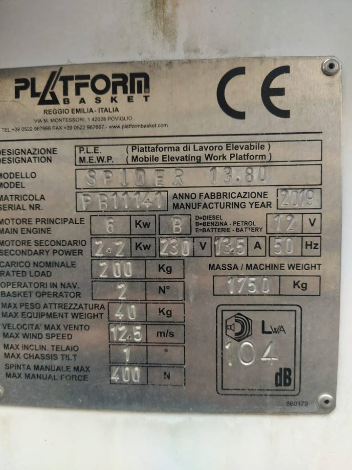 Platform Basket 13.80  - منصات هيدروليكية متنقلة: صور 4 Platform Basket 13.80  - منصات هيدروليكية متنقلة: صور 4