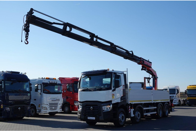Renault C 430 / 8x4 / SKRZYNIOWY 7 M + HDS PALFINGER 33002 -wysów: 14,5 - شاحنات مسطحة, شاحنة كرين: صور 1 Renault C 430 / 8x4 / SKRZYNIOWY 7 M + HDS PALFINGER 33002 -wysów: 14,5 - شاحنات مسطحة, شاحنة كرين: صور 1
