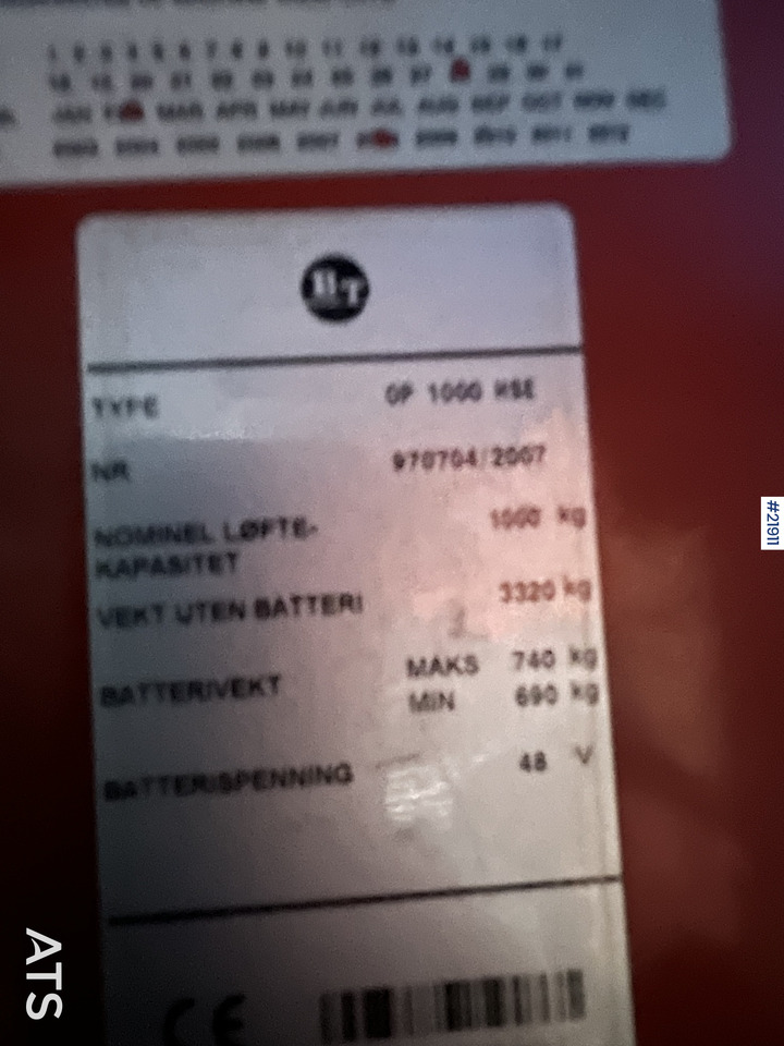رافعة شوكية كهربائية BT OP 1000 HSE Elektrisk truck: صور 13 رافعة شوكية كهربائية BT OP 1000 HSE Elektrisk truck: صور 13