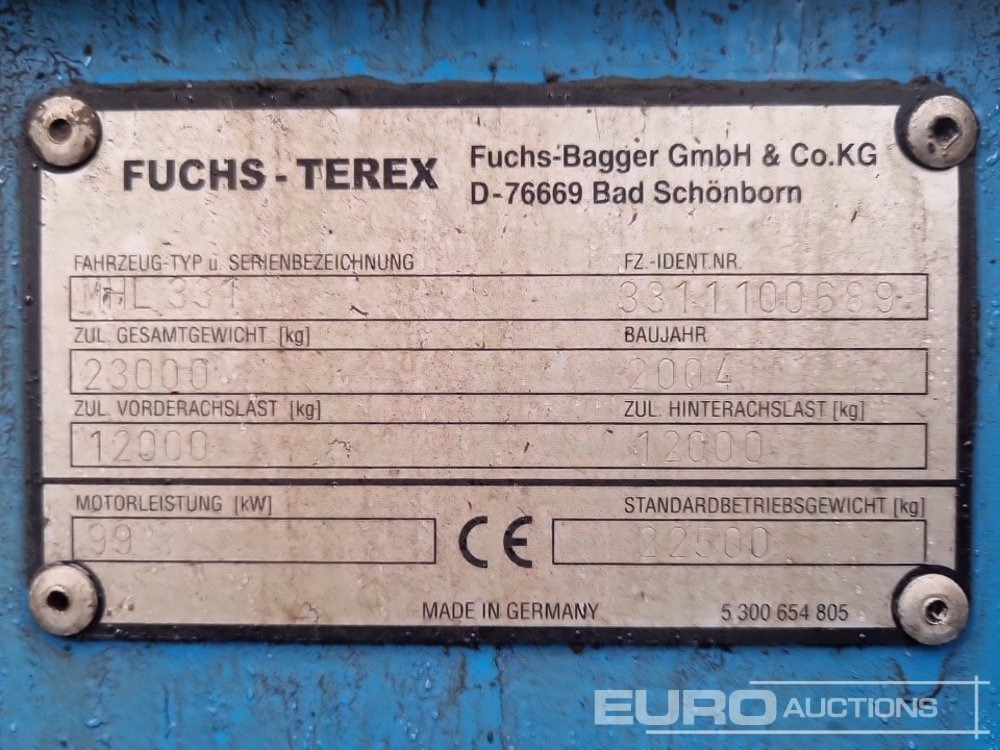 حفارة على عجلات 2004 Fuchs MHL331: صور 42