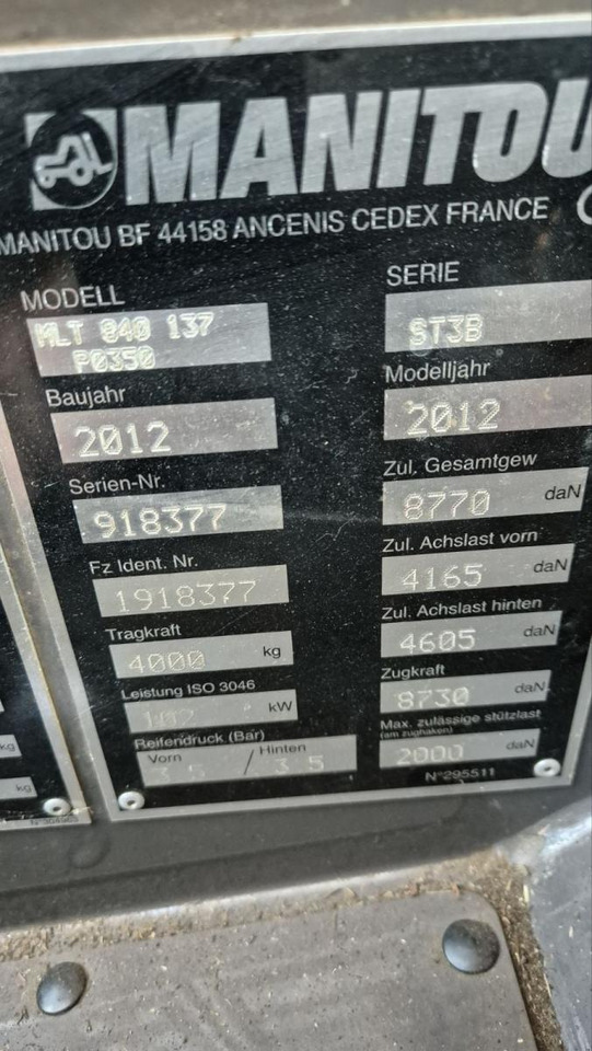 MANITOU MLT840/ 2012 - رافعة تلسكوبية: صور 4 MANITOU MLT840/ 2012 - رافعة تلسكوبية: صور 4