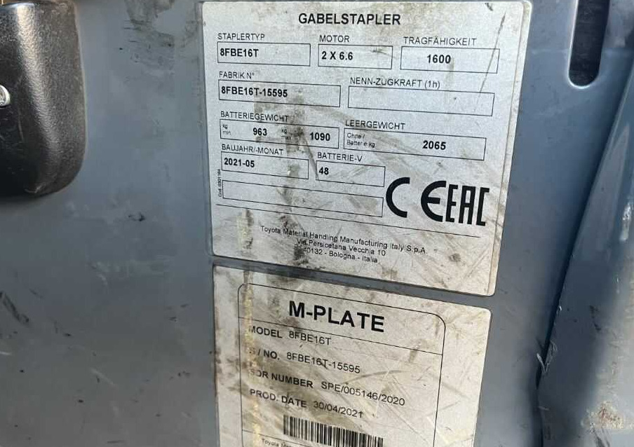 Toyota 8FBE16T - رافعة شوكية كهربائية: صور 4 Toyota 8FBE16T - رافعة شوكية كهربائية: صور 4