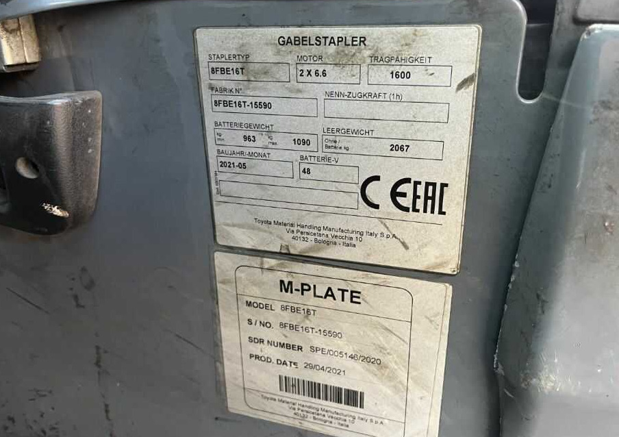 Toyota 8FBE16T - رافعة شوكية كهربائية: صور 4 Toyota 8FBE16T - رافعة شوكية كهربائية: صور 4