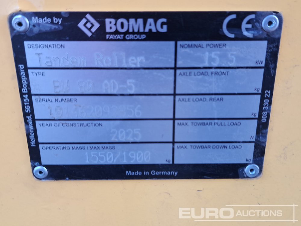 مدحلة Unused 2025 Bomag BW80AD-5: صور 43 مدحلة Unused 2025 Bomag BW80AD-5: صور 43
