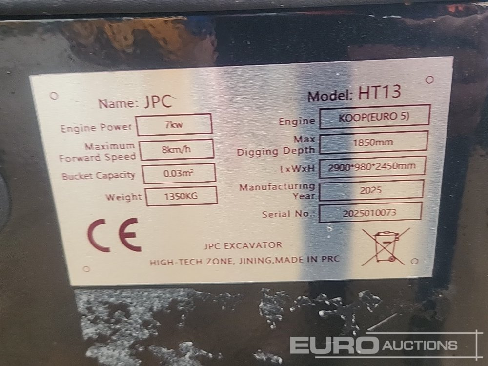 Unused 2025 JPC HT13 - حفارة مصغرة: صور 2 Unused 2025 JPC HT13 - حفارة مصغرة: صور 2