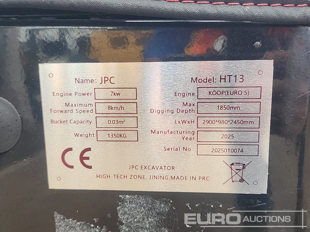Unused 2025 JPC HT13 - حفارة مصغرة: صور 2 Unused 2025 JPC HT13 - حفارة مصغرة: صور 2