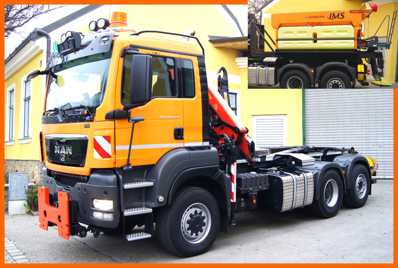 MAN TGS 28.400 BL 6x4-4/PK 12002 D/PALIFT/Winterdienst/Streuer/Pflug - قلابات, شاحنة كرين: صور 1 MAN TGS 28.400 BL 6x4-4/PK 12002 D/PALIFT/Winterdienst/Streuer/Pflug - قلابات, شاحنة كرين: صور 1