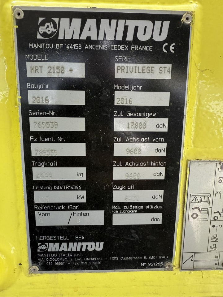 رافعة تلسكوبية Manitou MRT 2150 Privilege + | Winde | Funk etc.: صور 8