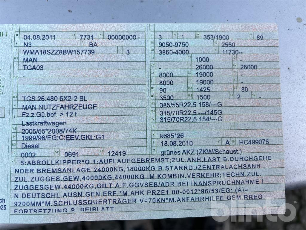 MAN TGS 26.480 Abrollkipper (2011) - شاحنة ذات الخطاف: صور 5 MAN TGS 26.480 Abrollkipper (2011) - شاحنة ذات الخطاف: صور 5
