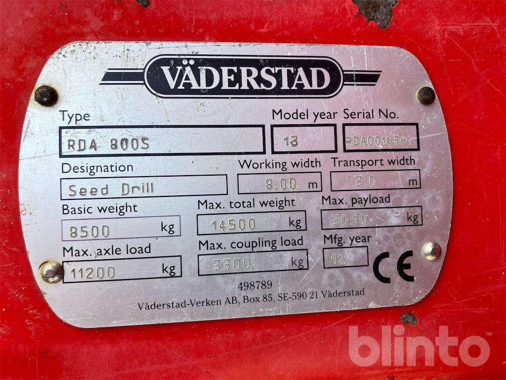 Väderstad Rapid RDA 800 S (2013) - الة بذر: صور 5 Väderstad Rapid RDA 800 S (2013) - الة بذر: صور 5