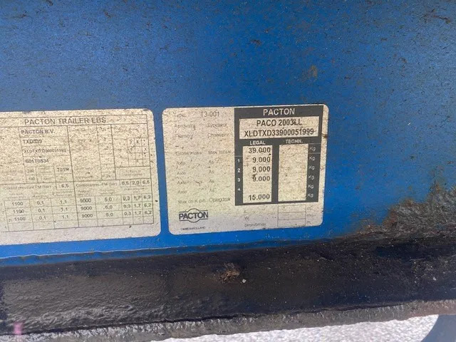 Pacton schuifzeil, 3 asser, SAF , luchtvering, trommelremmen - الخيمة نصف مقطورة: صور 4 Pacton schuifzeil, 3 asser, SAF , luchtvering, trommelremmen - الخيمة نصف مقطورة: صور 4